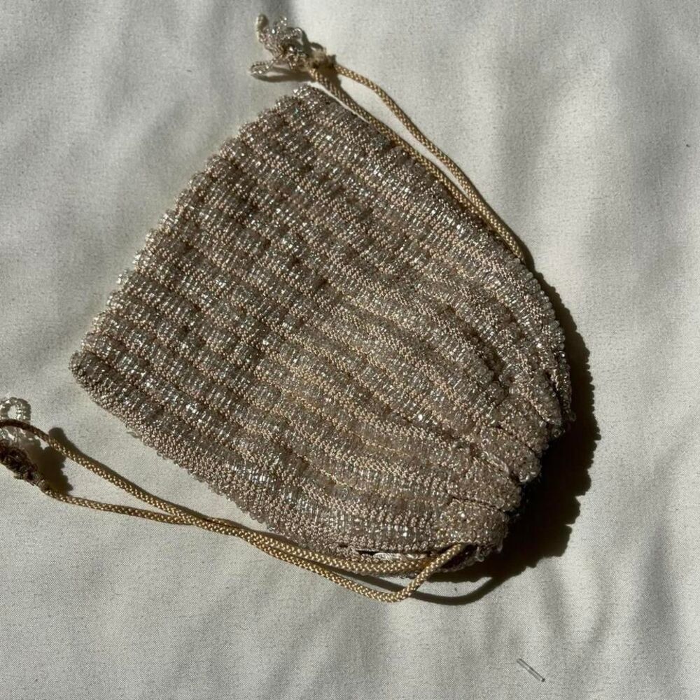 cream vintage beaded purse - Picture 3 of 4